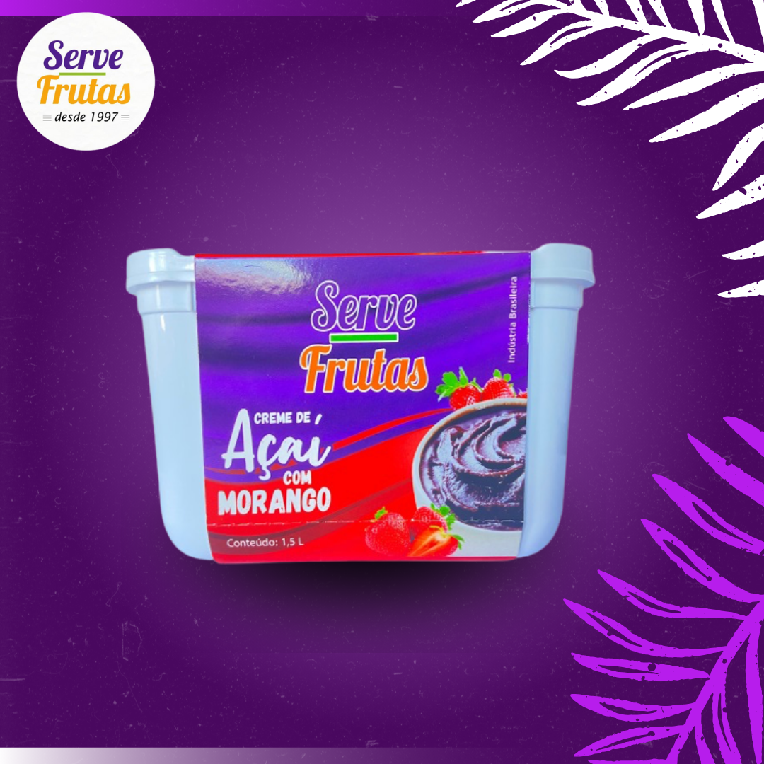 Pote de Açai Batido com Morango de 1,5 Litros